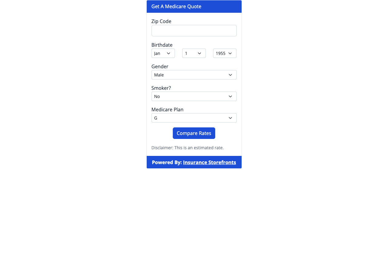 A live quote engine: the prospect enters a few details to get instant rates.