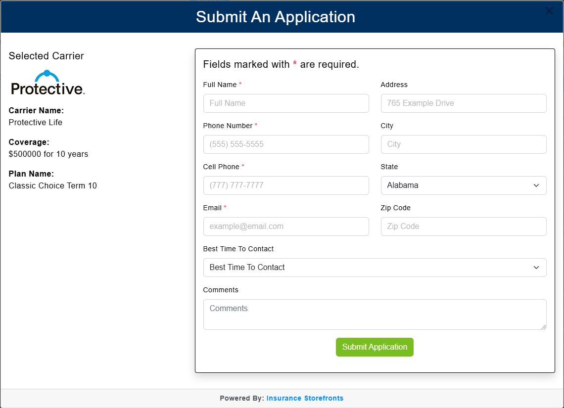 Quote Engine Submit Application