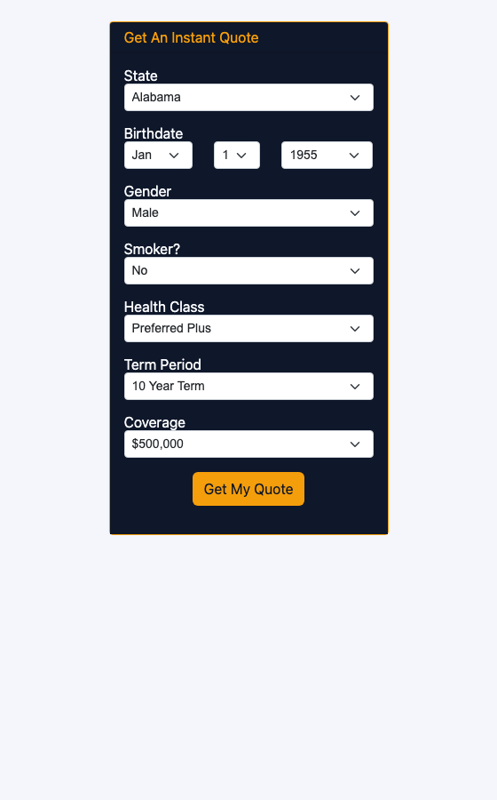 Quote engine in a midnight-gold color theme
