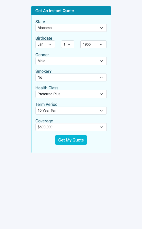 Quote engine in an ocean-breeze color theme