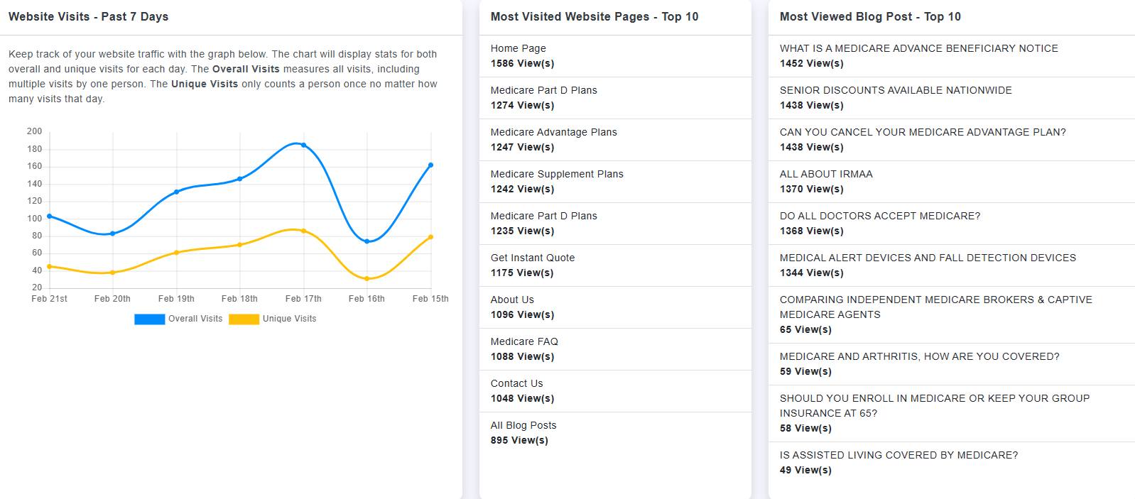 Local Independent Insurance Agent Website Analytics