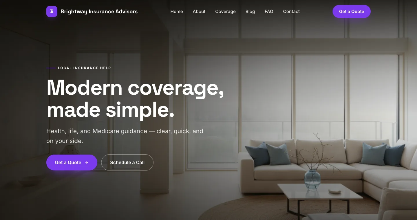 Aurora theme — an AI-generated independent insurance agent website