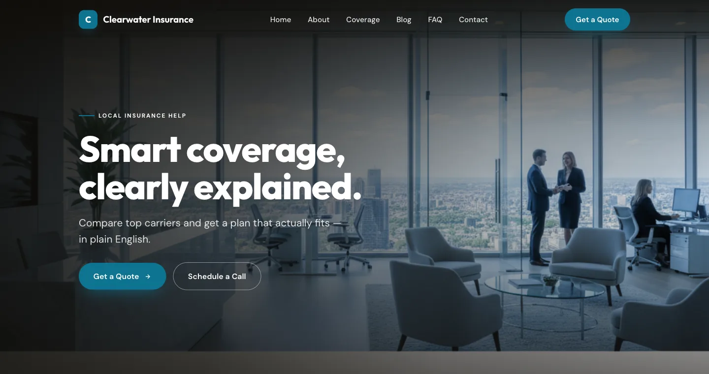 Coastline theme — an AI-generated independent insurance agent website