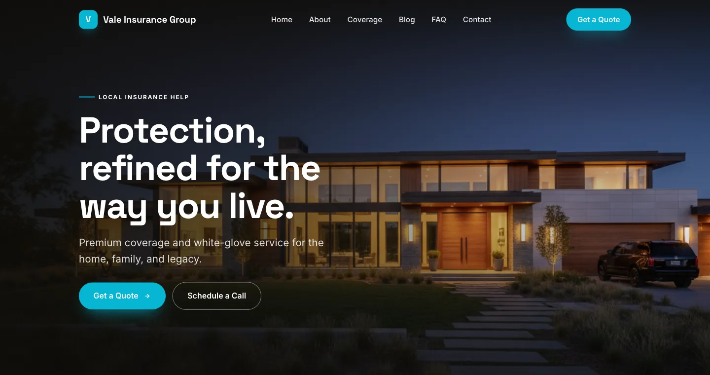 A live preview of an AI-generated independent insurance agent storefront