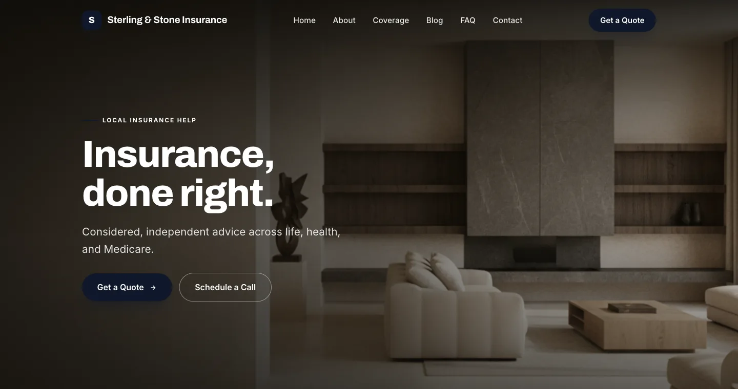 Granite — a refined, minimal AI-generated insurance agent website
