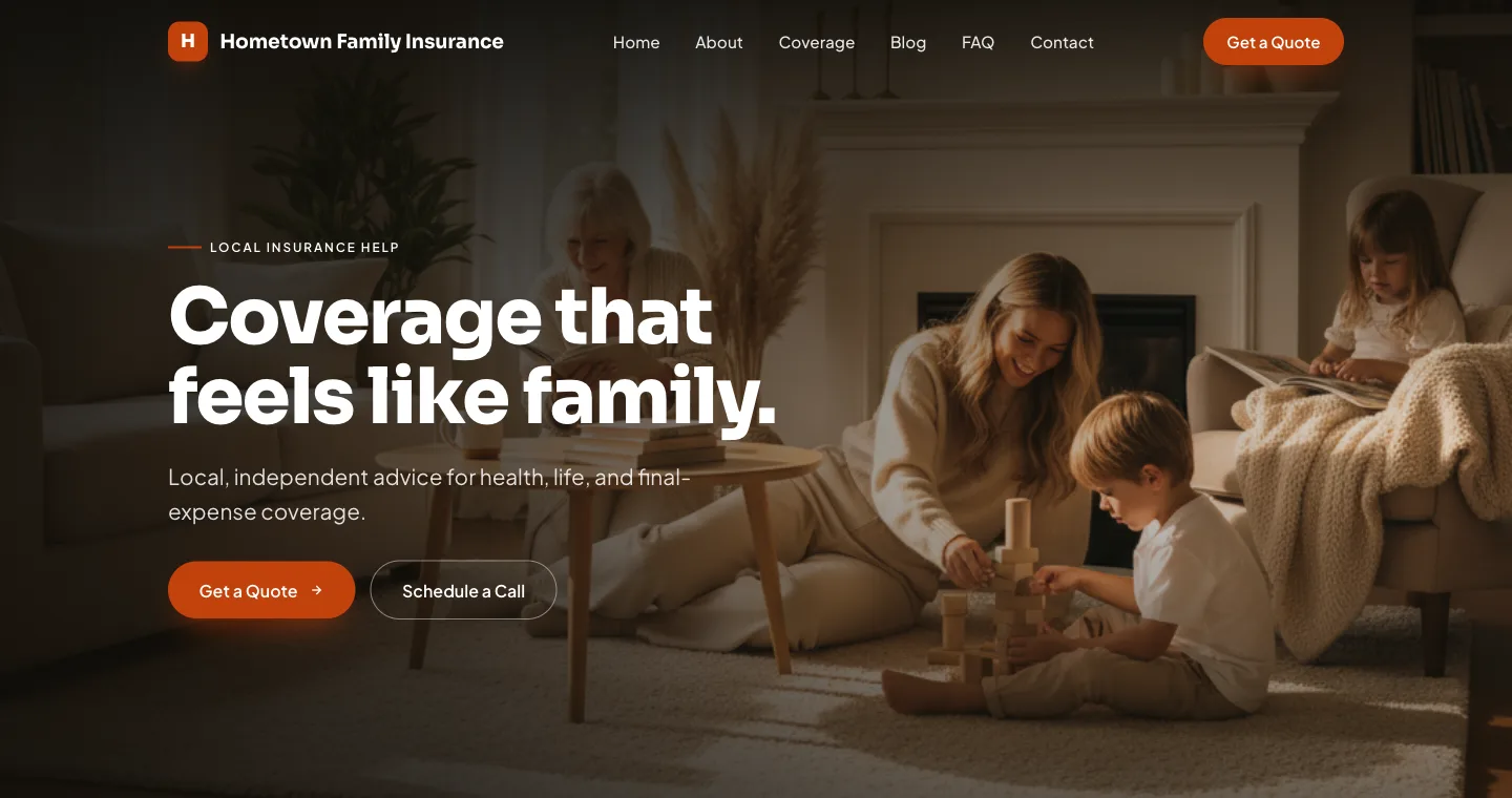 Sunset theme — a warm, family-focused agent website