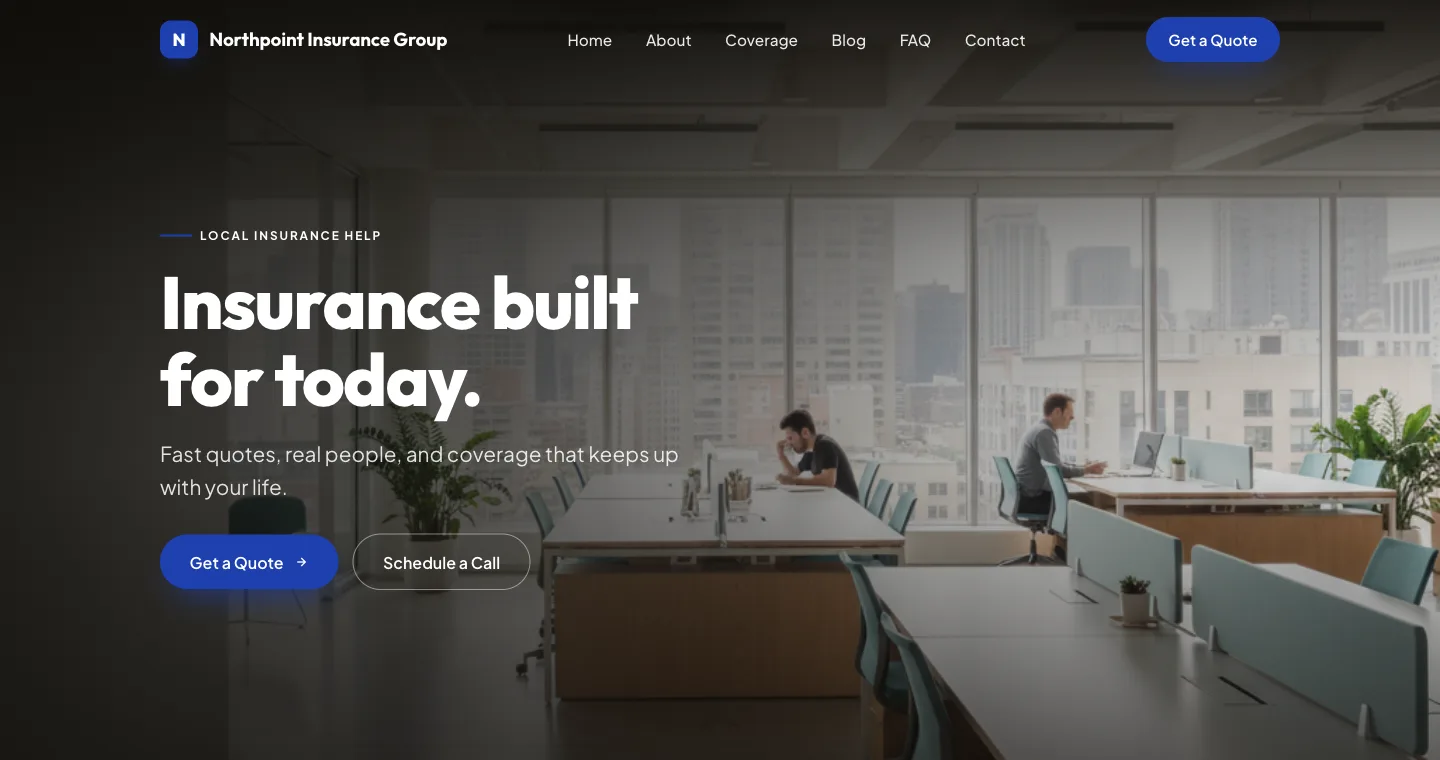 Meridian — a sleek, current AI-generated insurance agent website